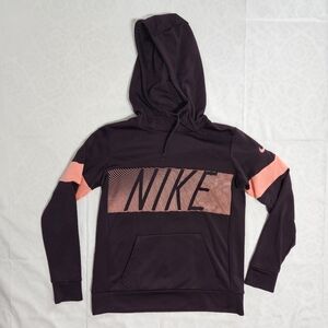 Nike Womens S Dri Fit Purple Plum Pink Coral Hoodie Sweatshirt Pullover Pocket
